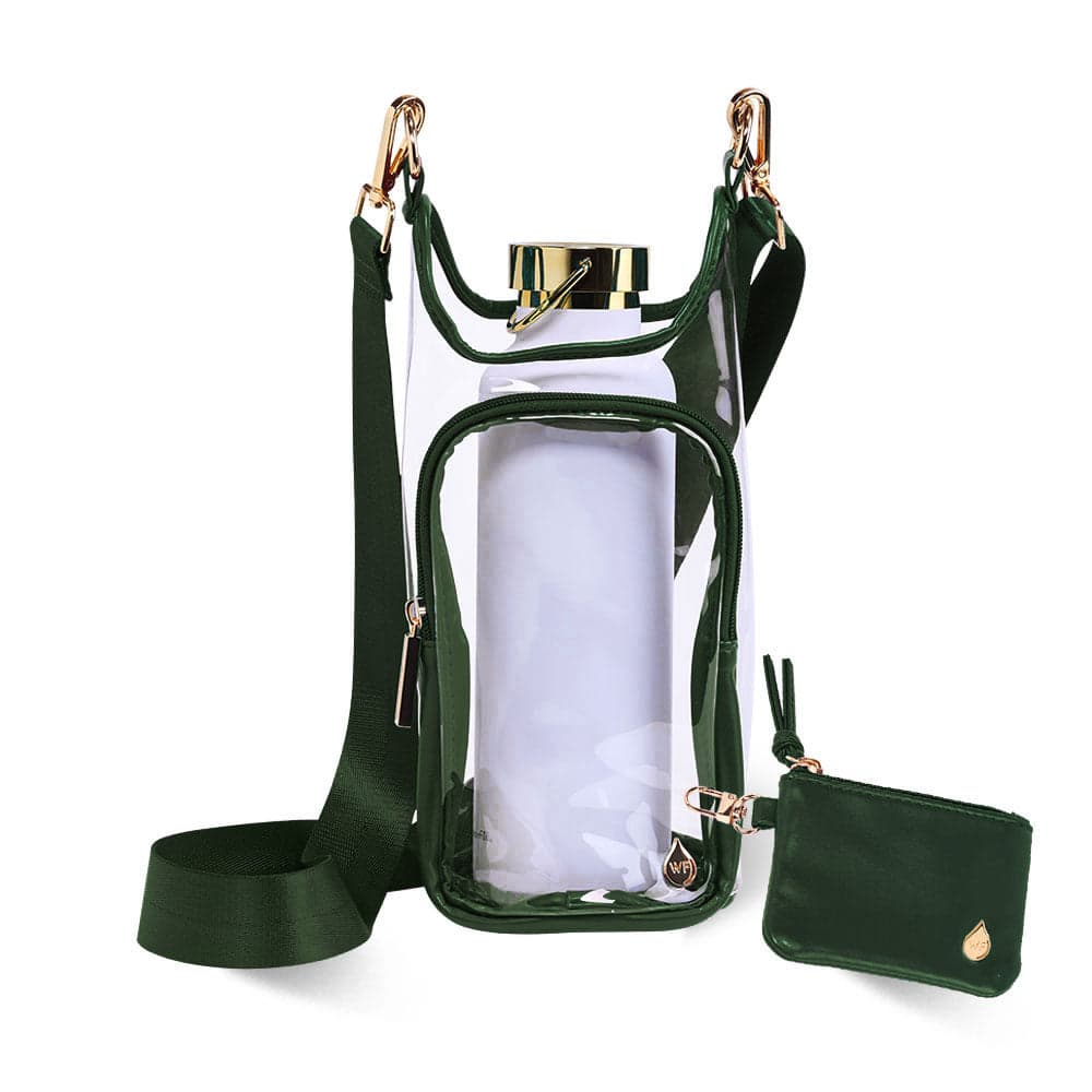 WanderFull Clear Stadium HydroBag Water Bottle Crossbody Bag with RFID Pouch - Augusta Golf Green