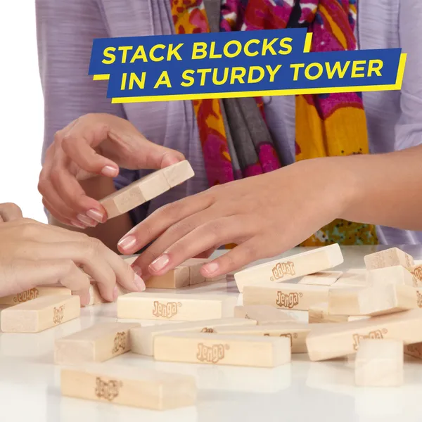 Jenga Game | The Original Wood Block Game with Genuine Hardwood Blocks | Stacking Tower Game | Ages 6+ | 1 or More Players | Party Games for Kids | Family Games - Image 4