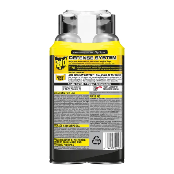 Raid Wasp & Hornet Killer Spray, Bug Killer Kills the Entire Nest, 14 Oz, 2 Count - Image 3