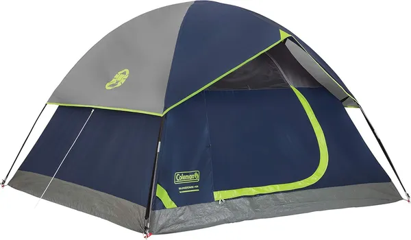 Coleman Sundome Camping Tent with Rainfly, 2/3/4/6 Person Tent Sets Up in 10 Mins, Weatherproof Tent for Camping, Festivals, Backyard, Sleepovers, & More 4 Person Contains PFAS Navy Blue