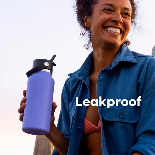 Hydro Flask 32 Oz Wide Flex Straw Cap Bottle - Insulated Stainless Steel - Wide Straw Lid, Non Spill, Leakproof in Indigo 32 Oz Indigo - Image 6