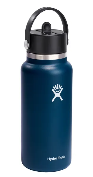 Hydro Flask 32 Oz Wide Flex Straw Cap Bottle - Insulated Stainless Steel - Wide Straw Lid, Non Spill, Leakproof in Indigo 32 Oz Indigo - Image 4