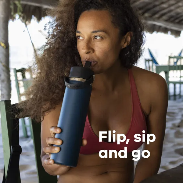 Hydro Flask 32 Oz Wide Flex Straw Cap Bottle - Insulated Stainless Steel - Wide Straw Lid, Non Spill, Leakproof in Indigo 32 Oz Indigo - Image 5