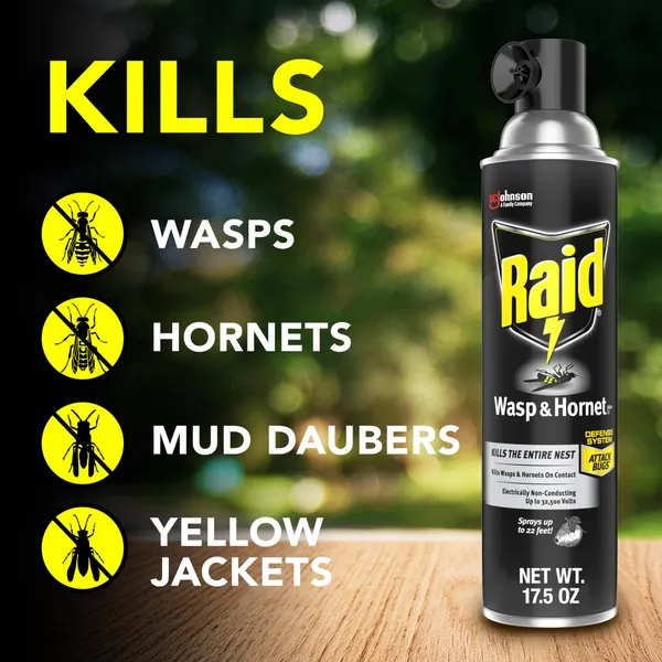 Raid Wasp & Hornet Killer Spray, Bug Killer Kills the Entire Nest, 14 Oz, 2 Count - Image 5