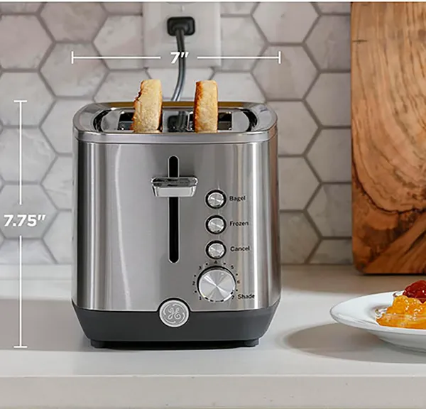 GE 2 Slice Stainless Steel Toaster, Extra Wide Slots for Toasting Bagels, Breads, Waffles & More, 7 Adjustable Shade Settings, Removable Crumb Tray, Countertop Kitchen Essentials, 850 Watts - Image 5
