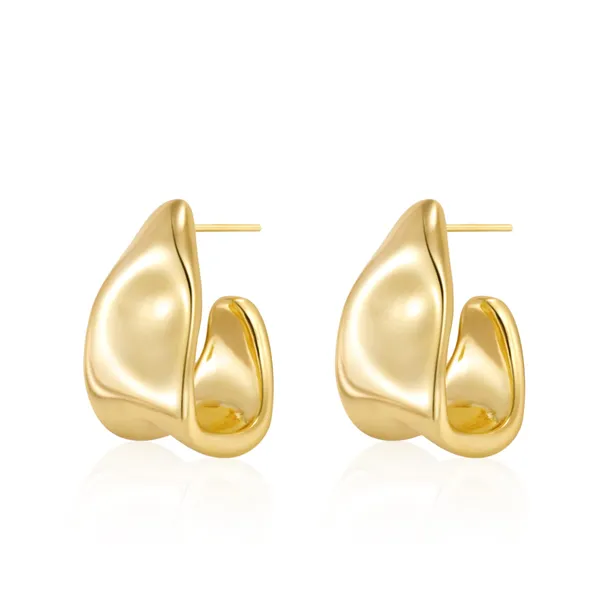 Amicon Chunky Gold Stud Earrings for Women 14k Gold Plated Hypoallergenic Earrings Statement Trendy Fashion Gold Jewelry Gifts