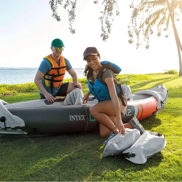 INTEX 2-Person Inflatable Kayak Set, Dakota K2 with 86in Oars and Pump - Image 3