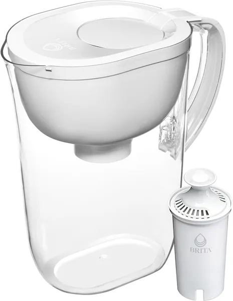 Brita Large Water Filter Pitcher, BPA-Free Water Pitcher, Replaces 1,800 Plastic Water Bottles a Year, Lasts Two Months or 40 Gallons, Includes 1 Filter, 10-Cup Capacity, Bright White