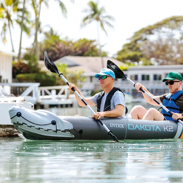 INTEX 2-Person Inflatable Kayak Set, Dakota K2 with 86in Oars and Pump - Image 4