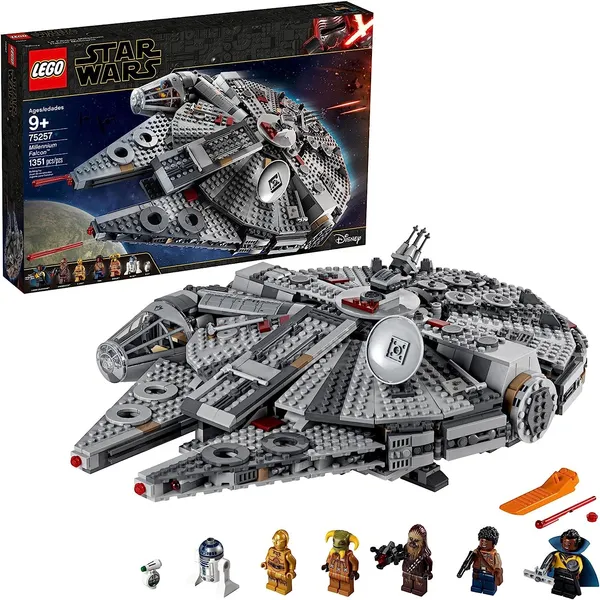 LEGO Star Wars Millennium Falcon 75257 Building Set - Starship Model with Finn, Chewbacca, Lando Calrissian, Boolio, C-3PO, R2-D2, and D-O Minifigures, The Rise of Skywalker Movie Collection Multi