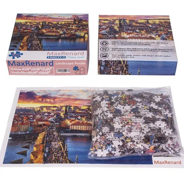 MaxRenard Game 1000 Pieces Jigsaw Puzzle Prague Castle Landscape Toy - Image 5