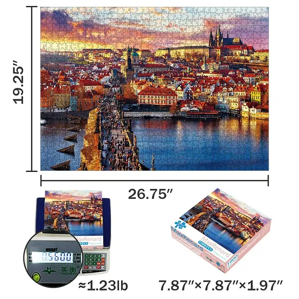 MaxRenard Game 1000 Pieces Jigsaw Puzzle Prague Castle Landscape Toy - Image 3