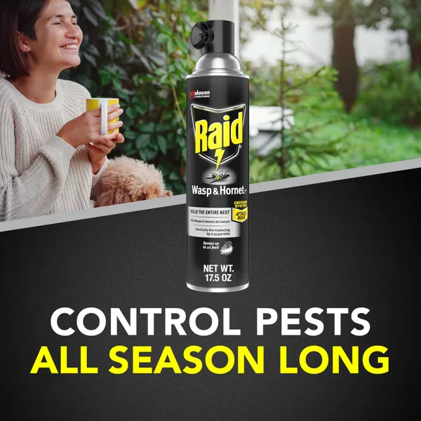 Raid Wasp & Hornet Killer Spray, Bug Killer Kills the Entire Nest, 14 Oz, 2 Count - Image 10