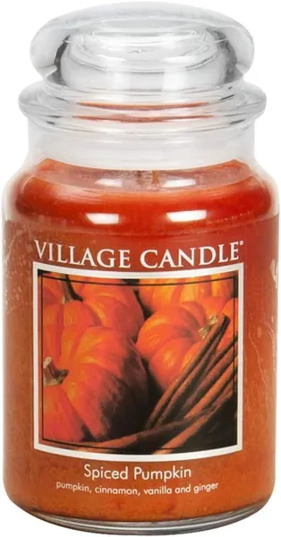 Village Candle Spiced Pumpkin Large Apothecary Jar, Scented Candle, 21.25 oz.