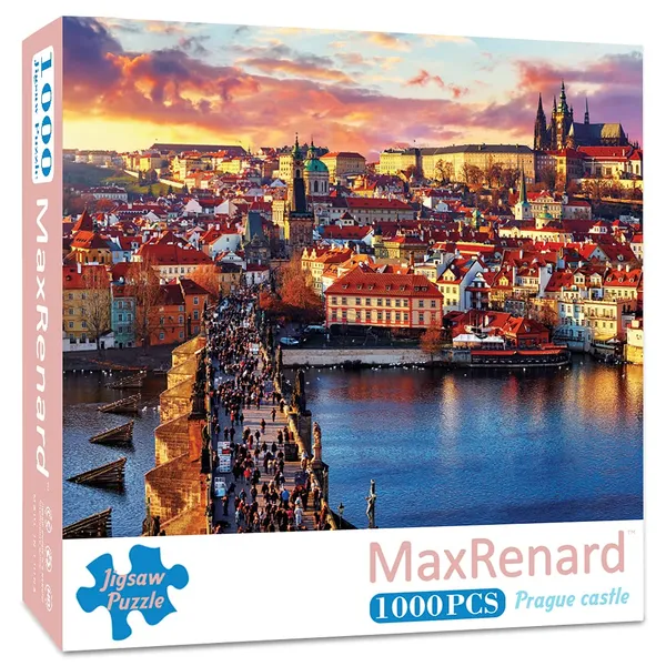 MaxRenard Game 1000 Pieces Jigsaw Puzzle Prague Castle Landscape Toy