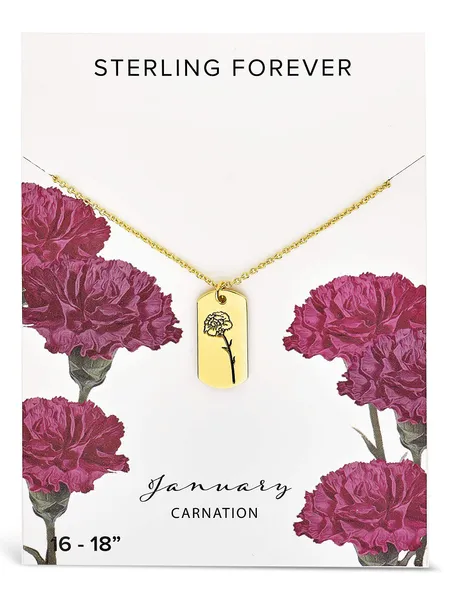 Sterling Forever - Birth Flower Necklace - 14K Gold Plated or Rhodium Plated Brass - Statement Pendant - Adjustable Chain, Lobster Clasp - 16” Chain, 2” Extender - Nickel Free - Image 6