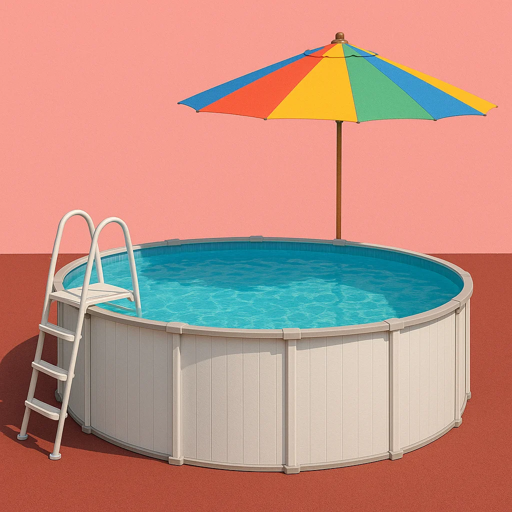 Pool with lounge chairs and umbrellas